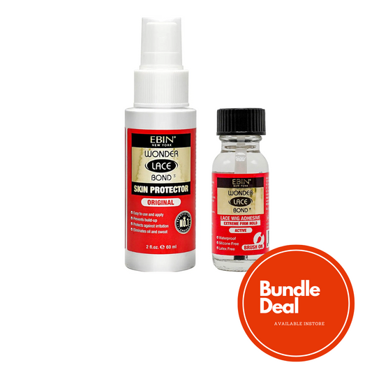 Ebin Wonder Lace Bond Skin Protector 2oz & Lace Hold Adhesive Extreme Firm Hold 0.5oz Bundle
