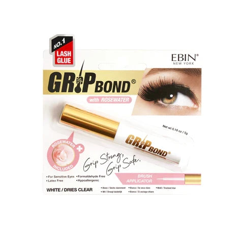 GRIP BOND LASH ADHESIVE with ROSEWATER - BLACK / BRUSH