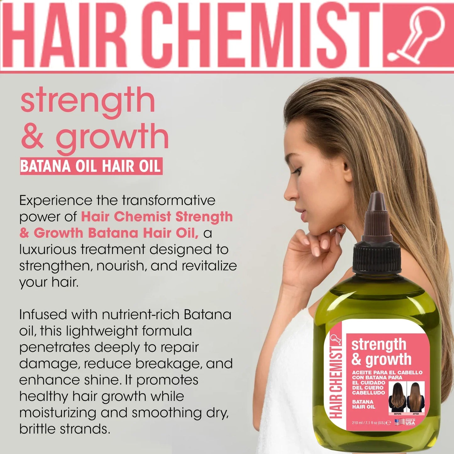 Hair Chemist Strength & Growth Batana Hair Oil 7.1 oz. | CC Hair & Beauty UK