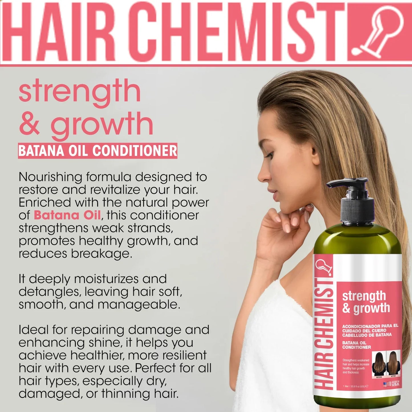 Hair Chemist Strength & Growth Batana Oil Conditioner 33.8 oz. | CC Hair & Beauty UK