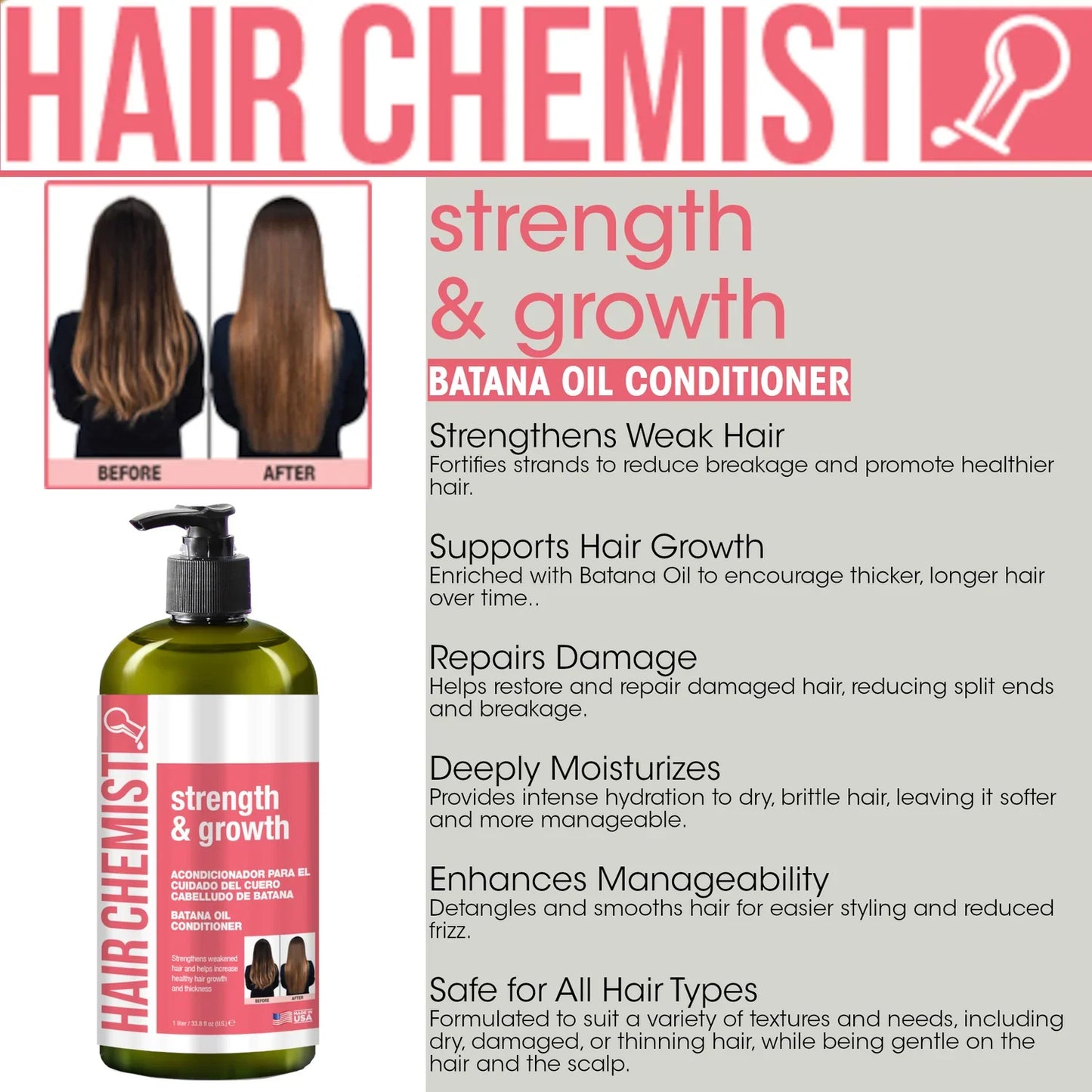 Hair Chemist Strength & Growth Batana Oil Conditioner 33.8 oz. | CC Hair & Beauty UK