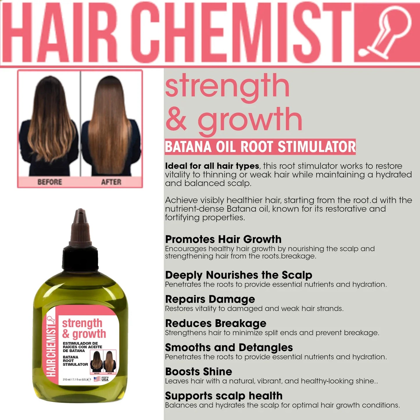 Hair Chemist Strength & Growth Batana Root Stimulator 7.1 oz | CC Hair & Beauty UK