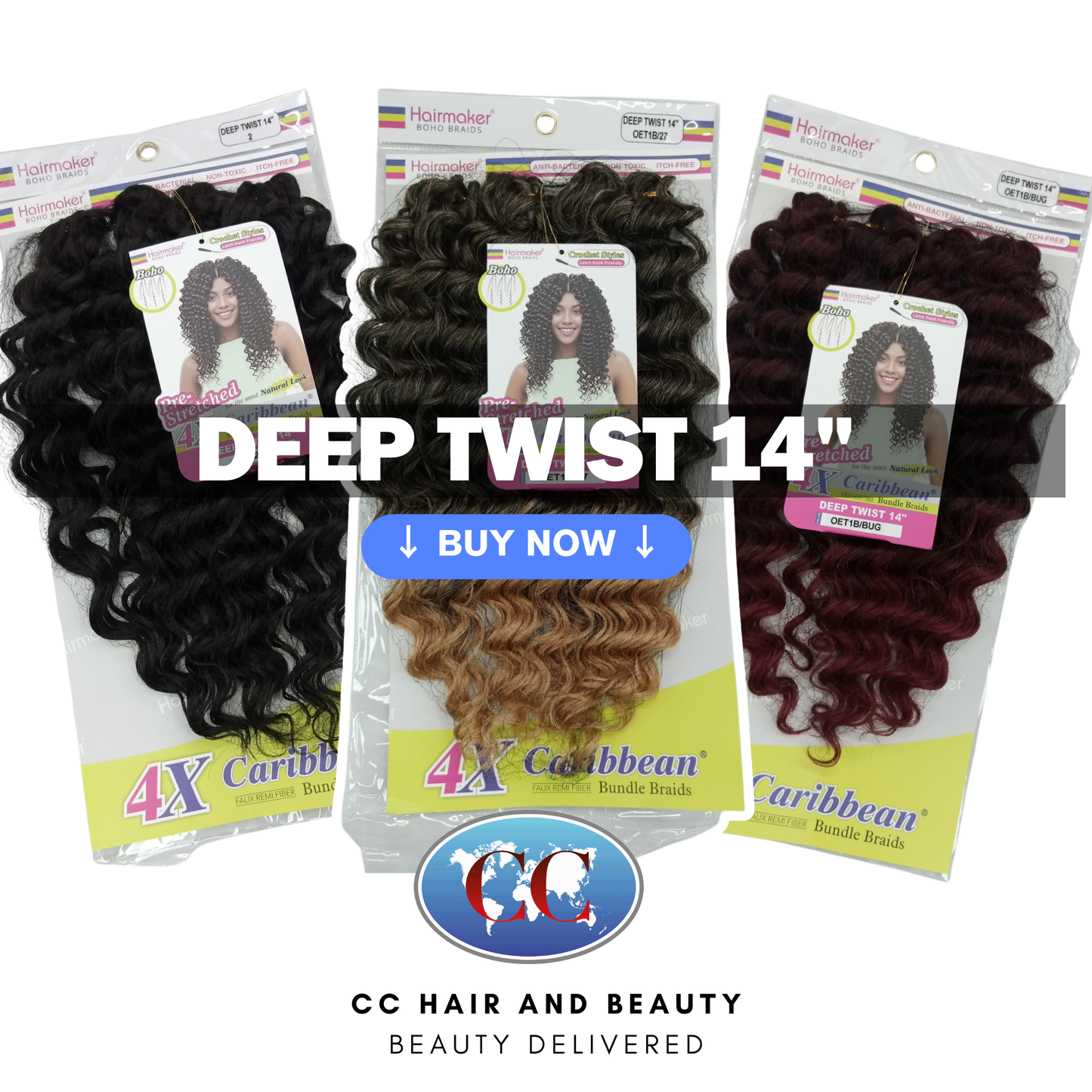 Hair Maker Boho Braids 4x Caribbean Bundle Braids Deep Twist 14" | CC Hair & Beauty UK