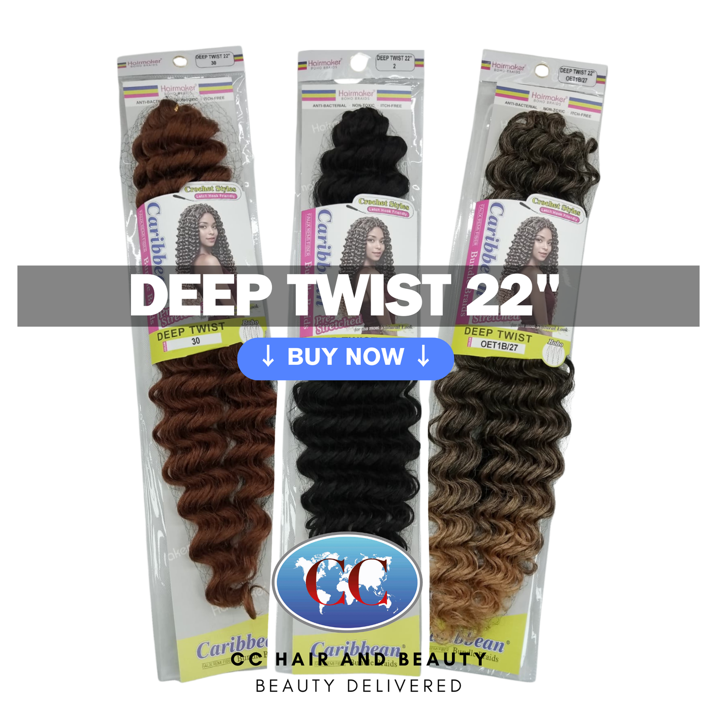 Hair Maker Boho Braids Crochet Styles Caribbean  Pre-Stretched Deep Twist 22" | CC Hair & Beauty UK