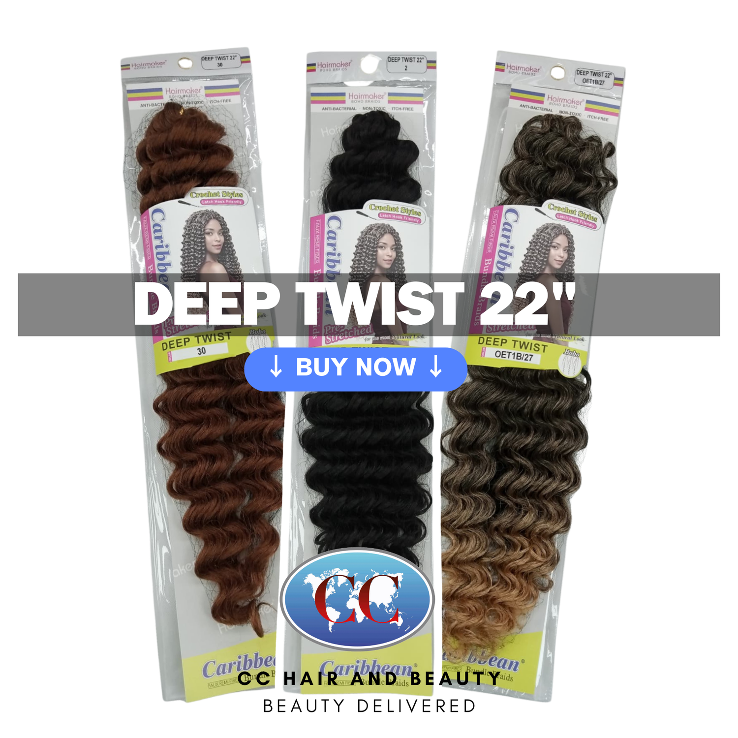 Hair Maker Boho Braids Crochet Styles Caribbean  Pre-Stretched Deep Twist 22" | CC Hair & Beauty UK