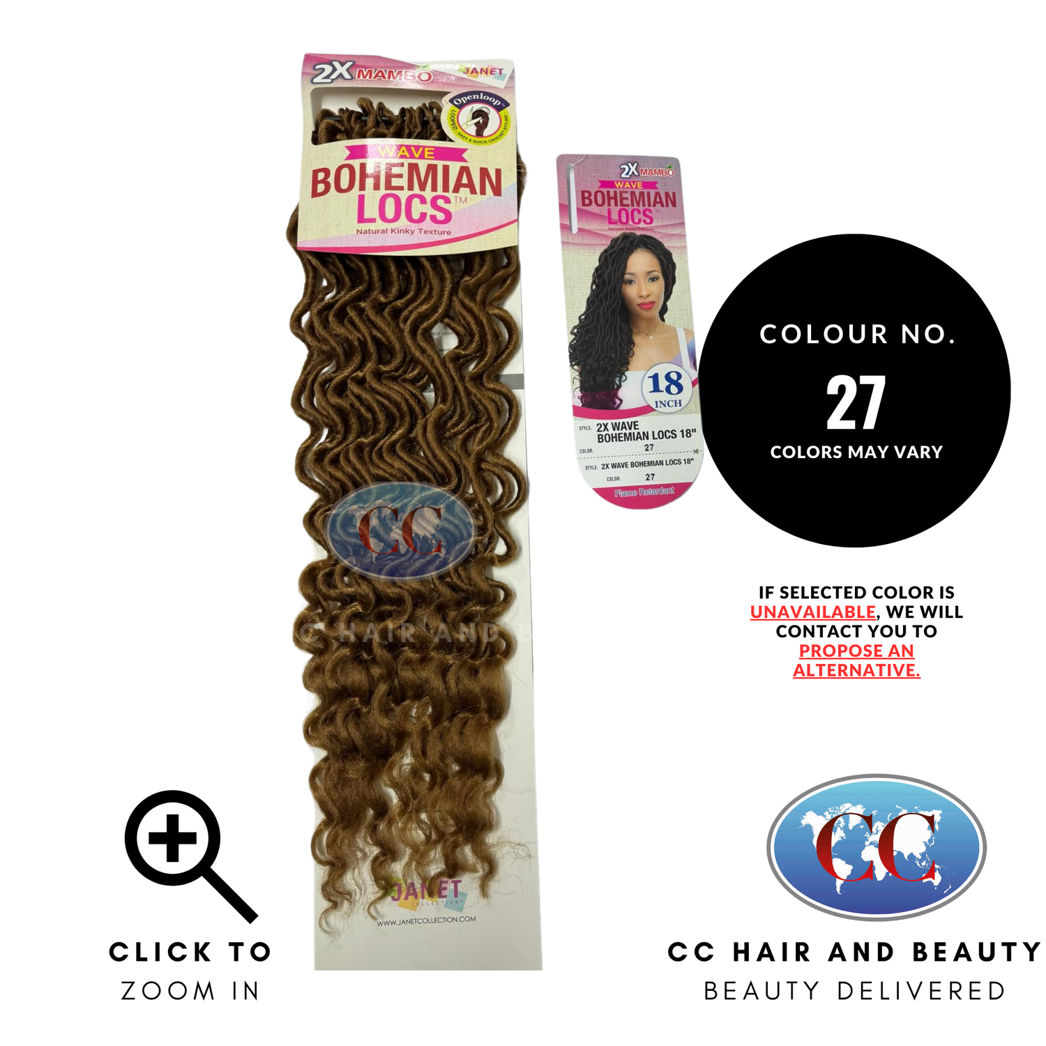Janet Collection 2X Wave Bohemian Locs 18″-Colour 27