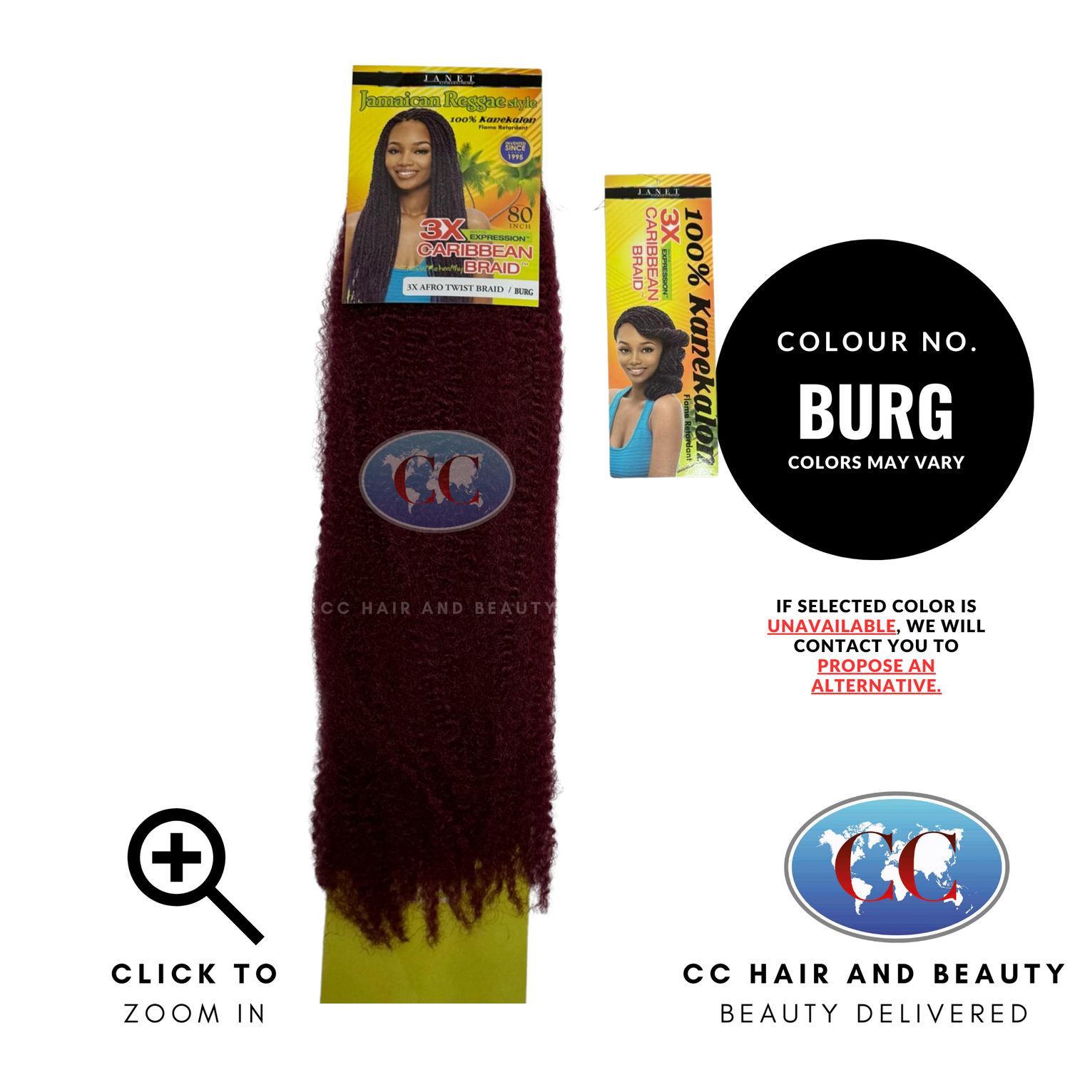 Janet Collection 3X Afro Twist Caribbean Braid 80"-Colour BURG