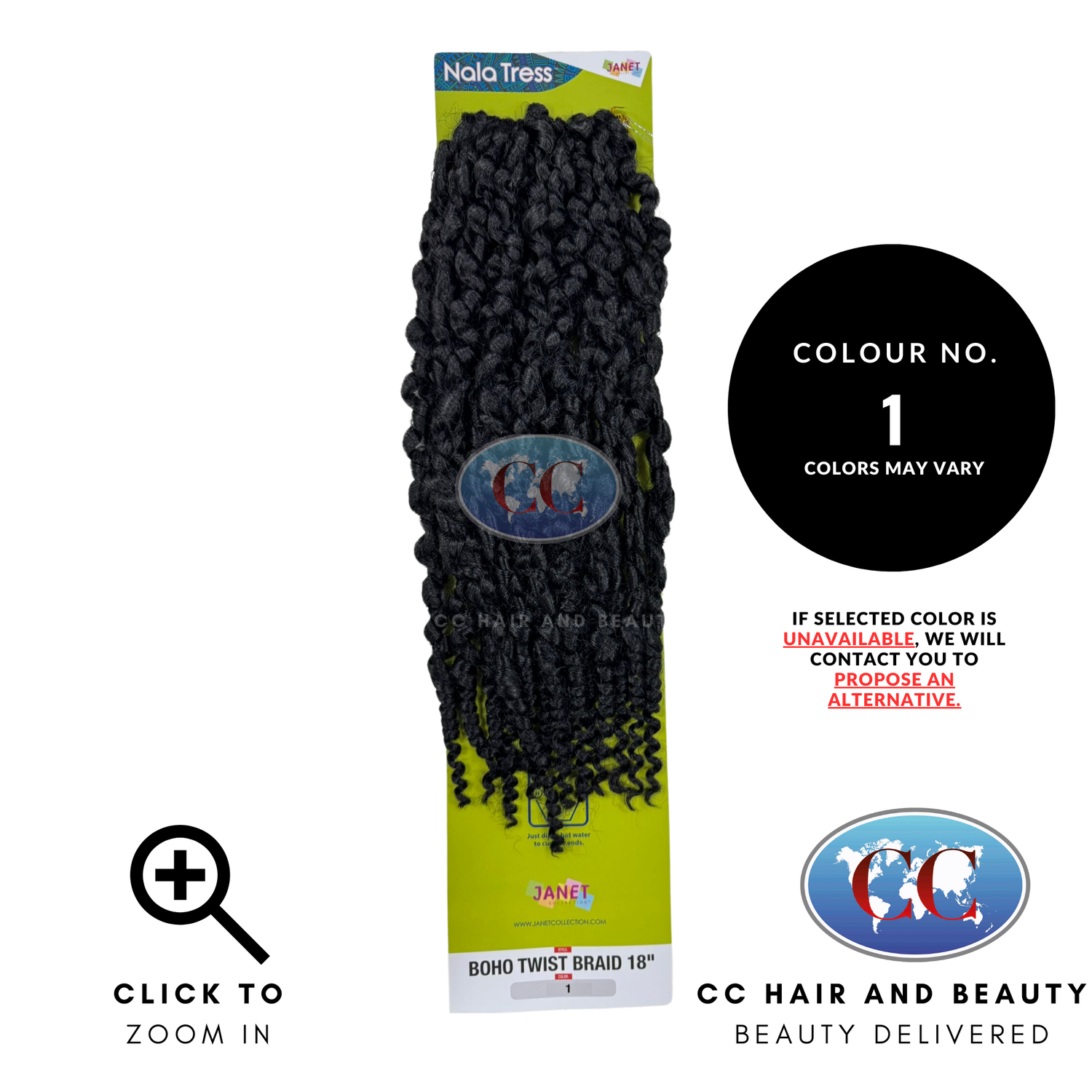 Janet Collection Nala Tress Synthetic Crochet Braids -  Boho Twist Braids 18"-Colour 1