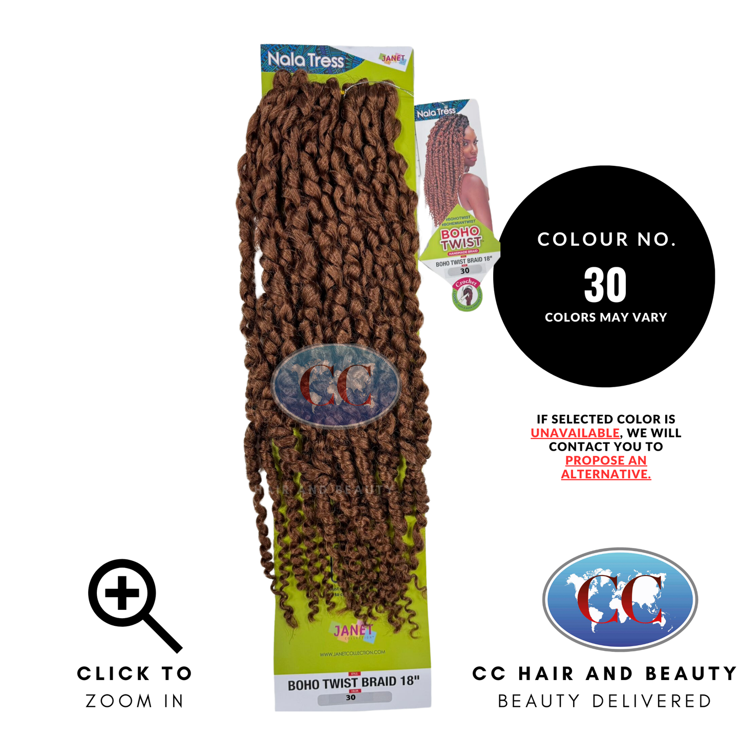 Janet Collection Nala Tress Synthetic Crochet Braids -  Boho Twist Braids 18"-Colour 30