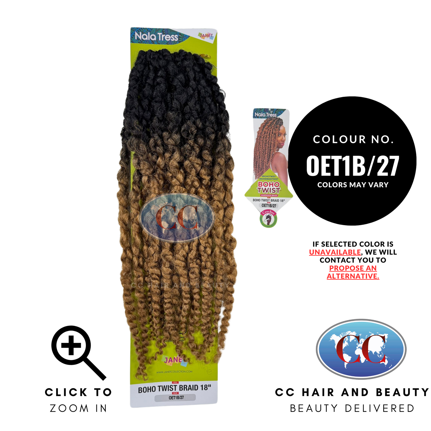 Janet Collection Nala Tress Synthetic Crochet Braids -  Boho Twist Braids 18"-Colour OET1B/27