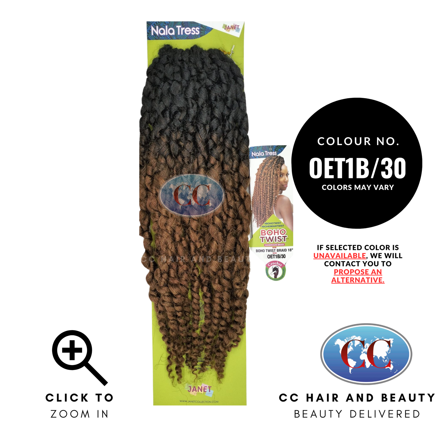 Janet Collection Nala Tress Synthetic Crochet Braids -  Boho Twist Braids 18"-Colour OET1B/30