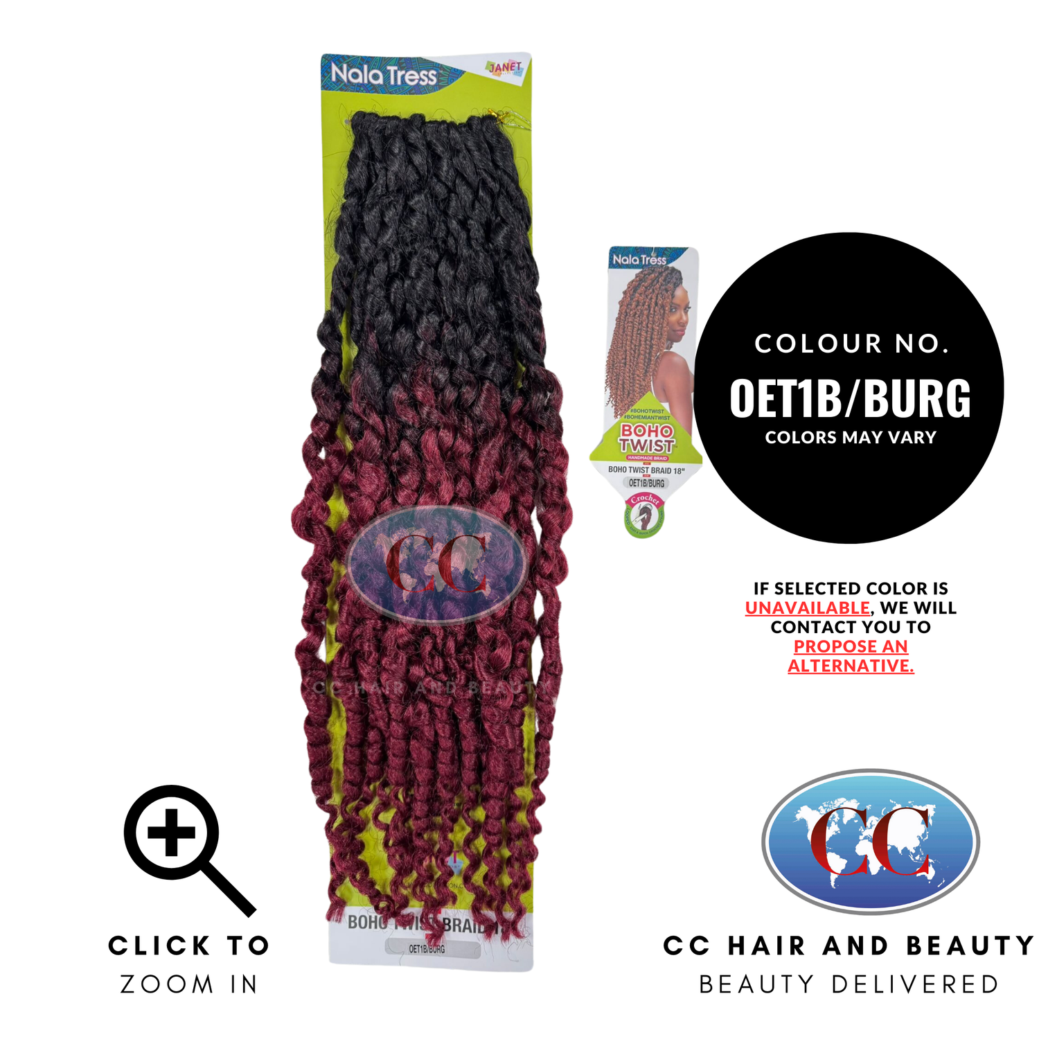Janet Collection Nala Tress Synthetic Crochet Braids -  Boho Twist Braids 18"-Colour OET1B/BURG