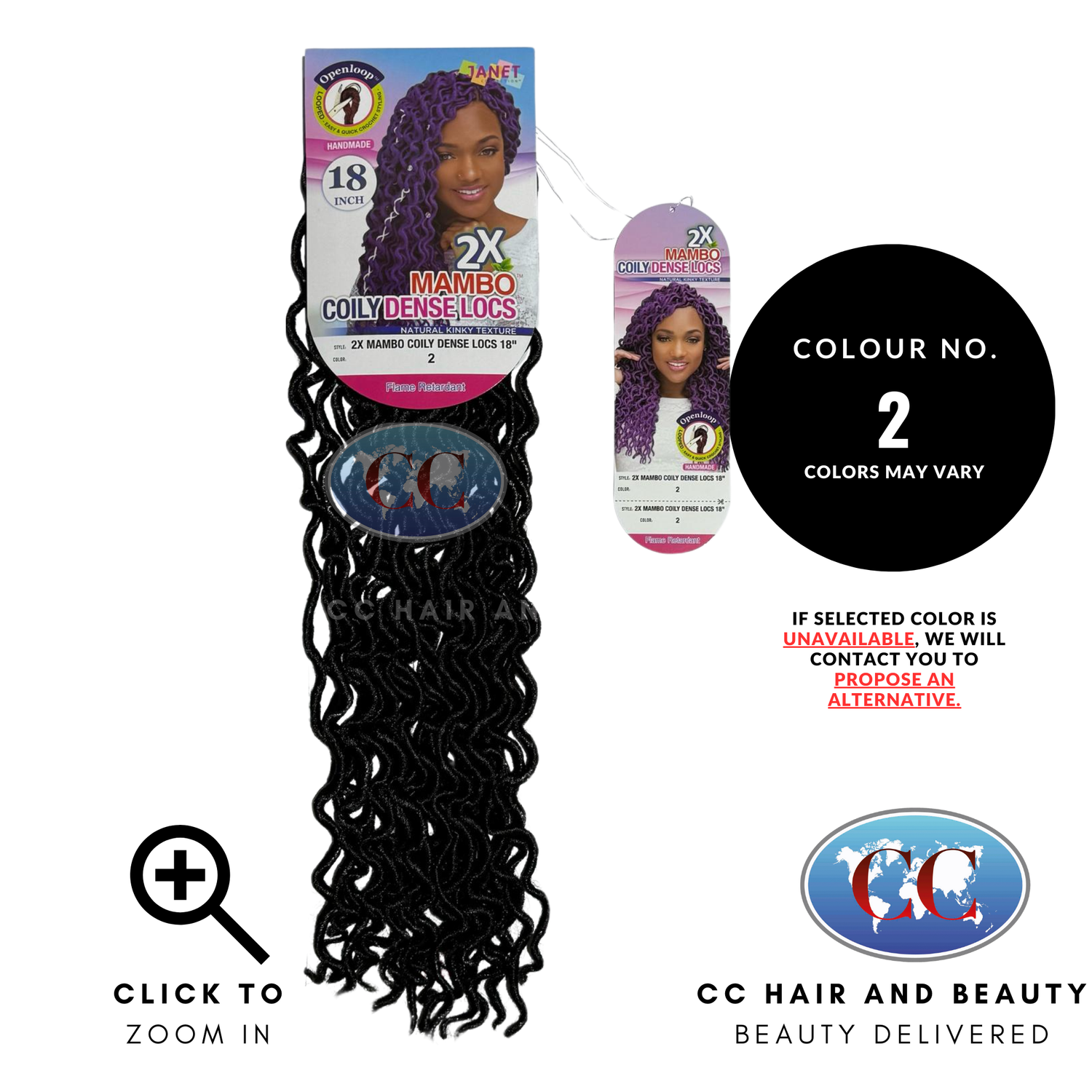Janet Collection Premium Synthetic Hair - 2x Mambo Natural Coily Dense Locs 18″-Colour 2