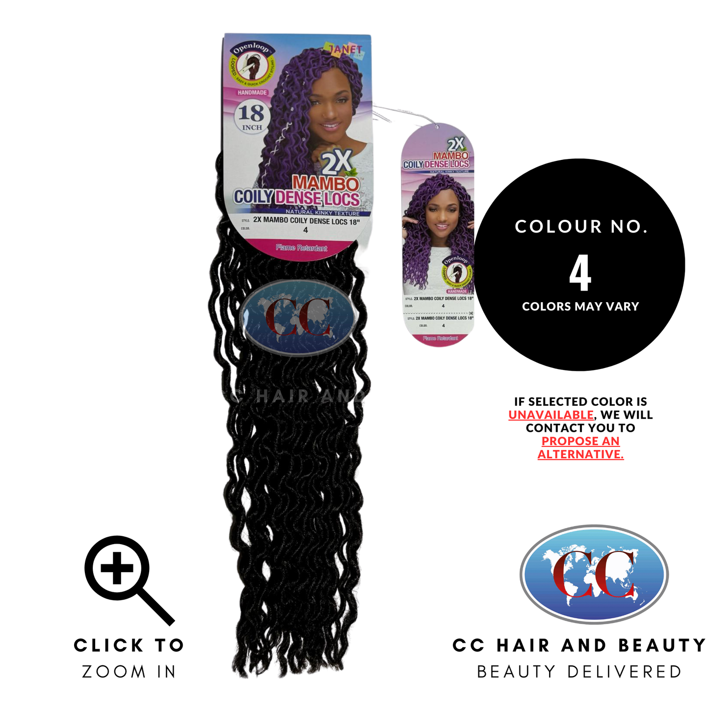 Janet Collection Premium Synthetic Hair - 2x Mambo Natural Coily Dense Locs 18″-Colour 4