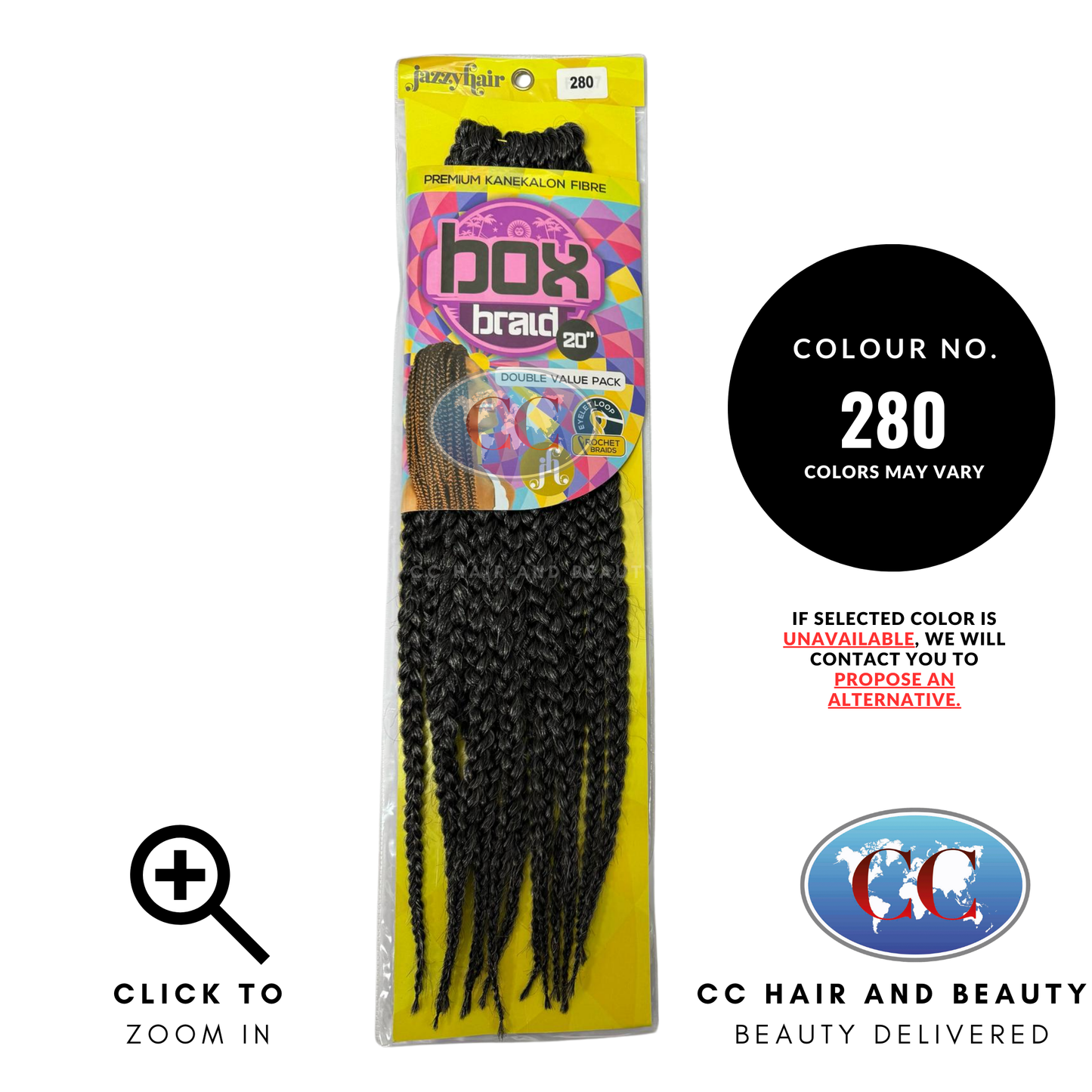 Jazzy Hair Box Braid Crochet Braid - 20"-Colour 280