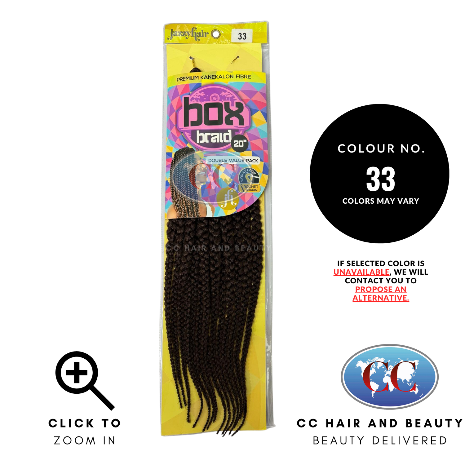 Jazzy Hair Box Braid Crochet Braid - 20"-Colour 33