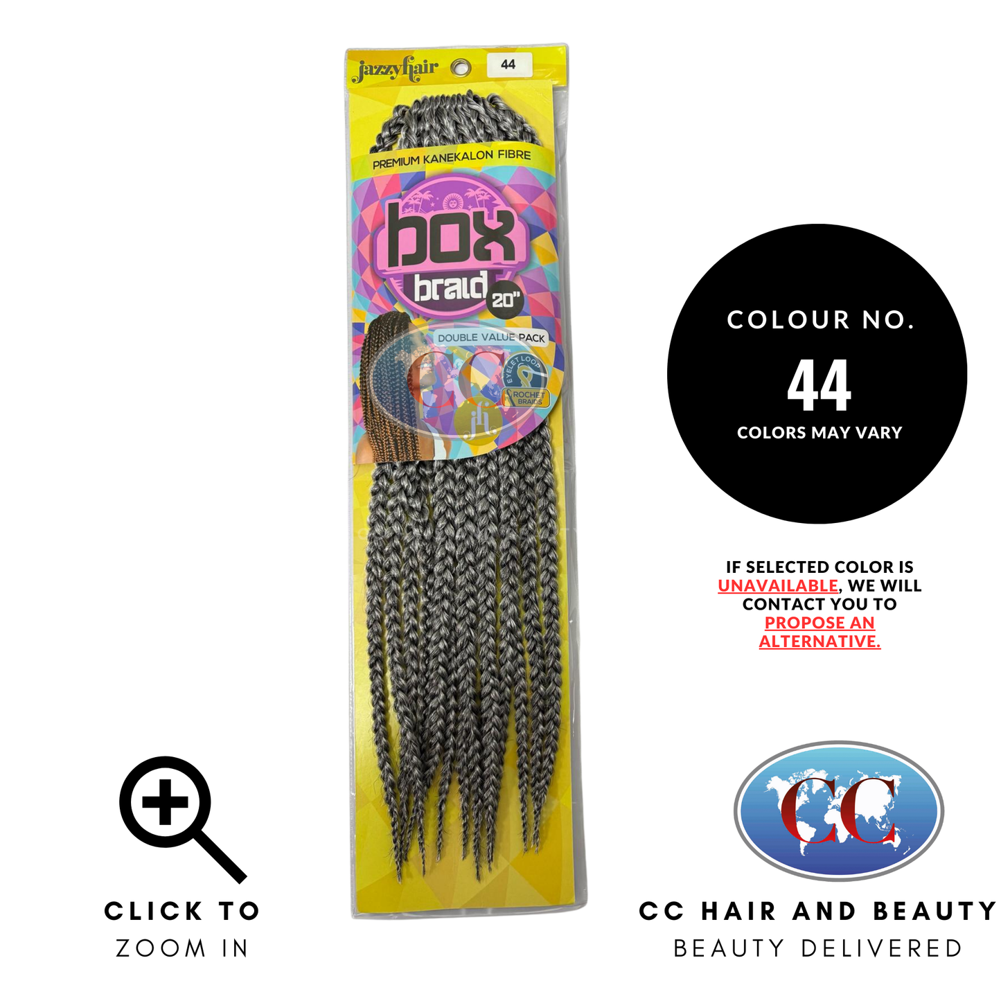 Jazzy Hair Box Braid Crochet Braid - 20"-Colour-44