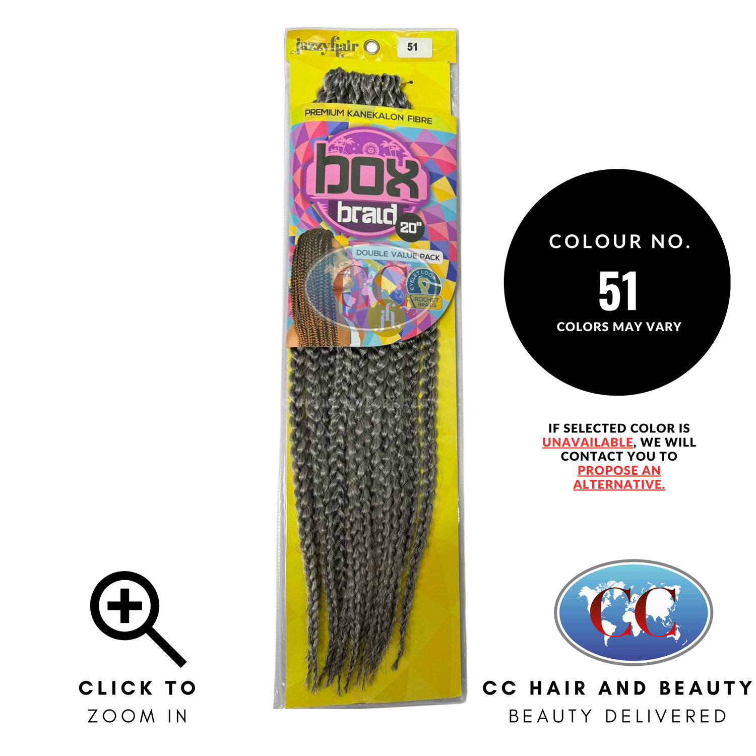 Jazzy Hair Box Braid Crochet Braid - 20"-Colour 51