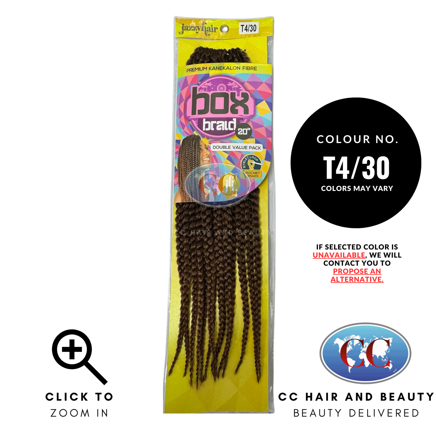 Jazzy Hair Box Braid Crochet Braid - 20"-Colour T4/30