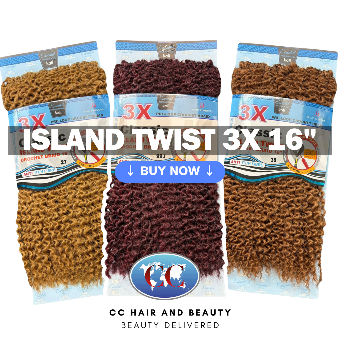 Kali 3X Classic Island Twist Crochet Braid 16" | CC Hair & Beauty UK