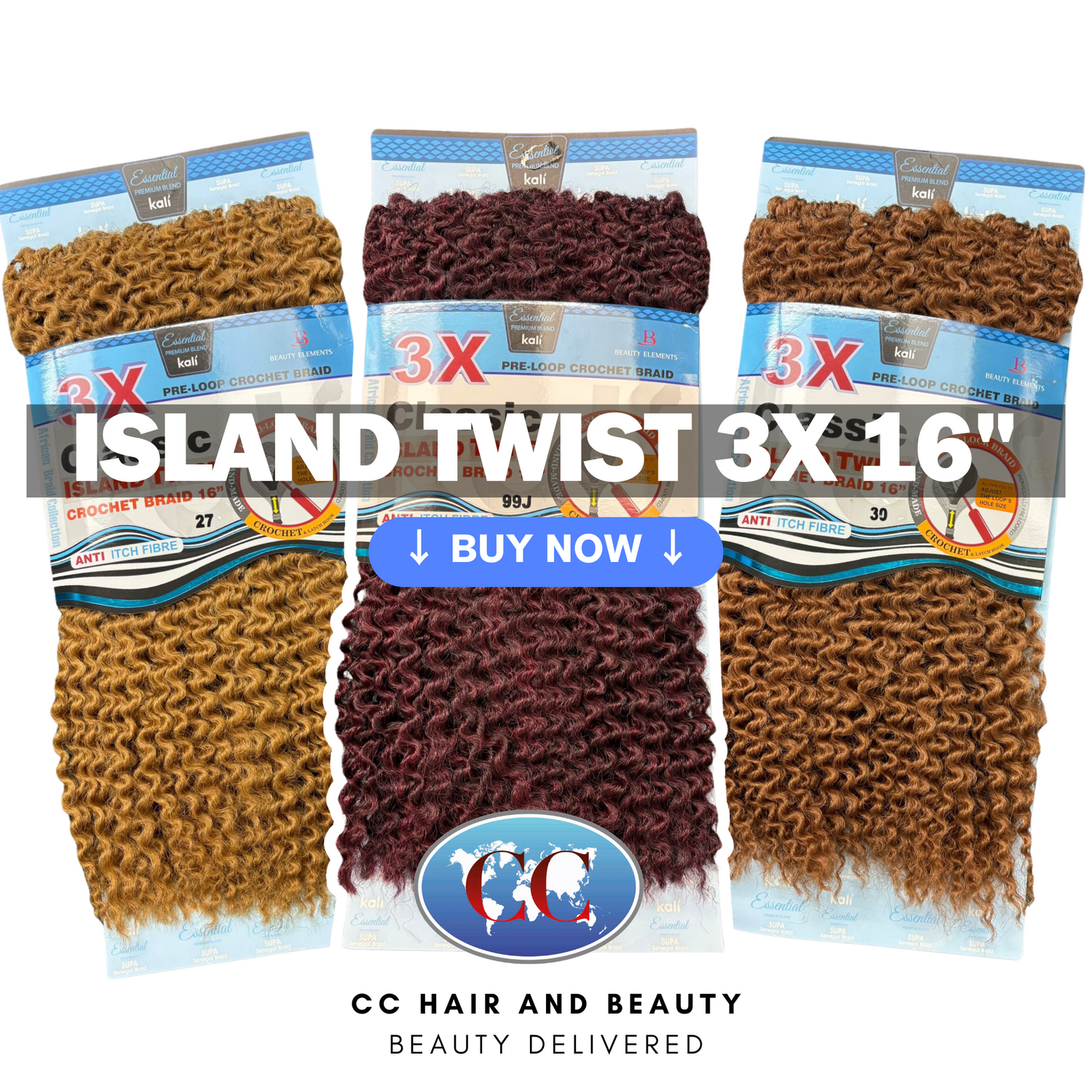 Kali 3X Classic Island Twist Crochet Braid 16" | CC Hair & Beauty UK