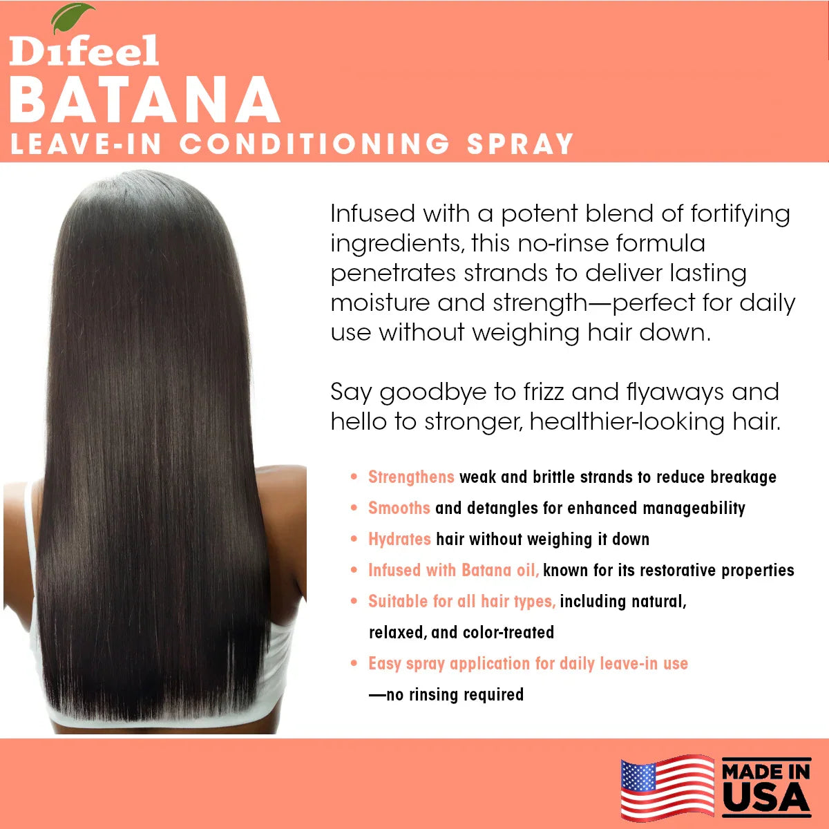 Difeel Batana Leave-in Conditioning Spray 12 oz - available online | CC Hair & Beauty UK
