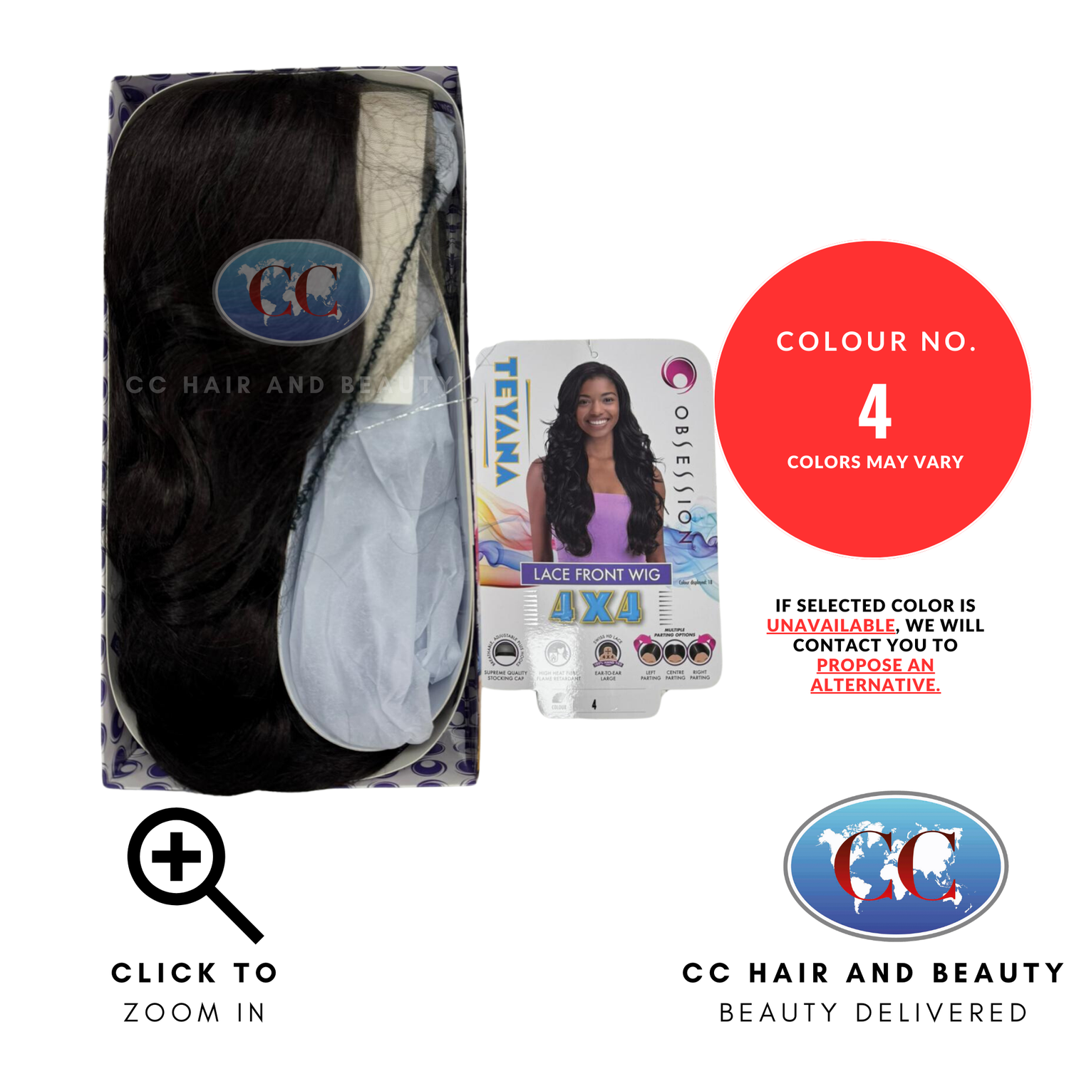 Obsession Synthetic Swiss HD 4x4 Lace Front Free Part Wig - TEYANA colour 4