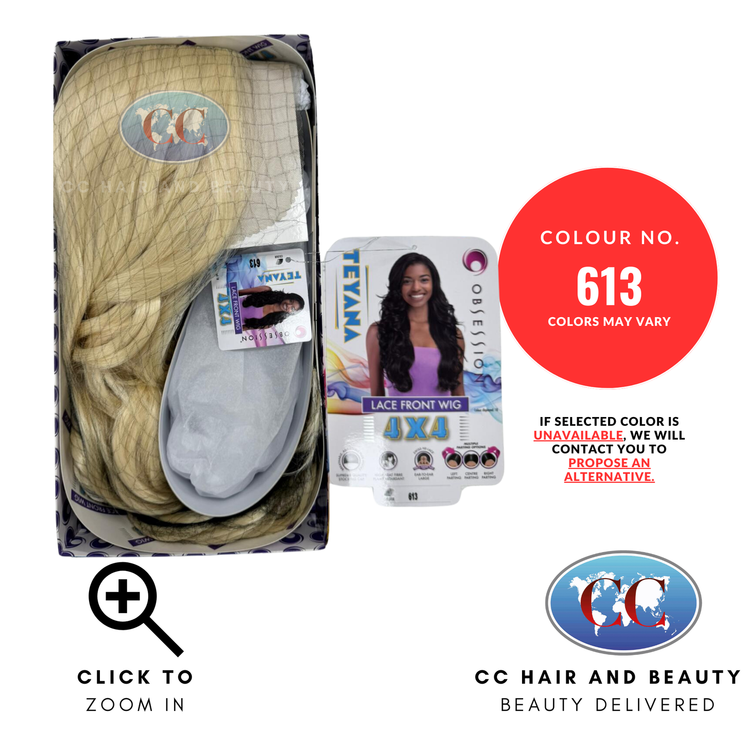 Obsession Synthetic Swiss HD 4x4 Lace Front Free Part Wig - TEYANA - color 613