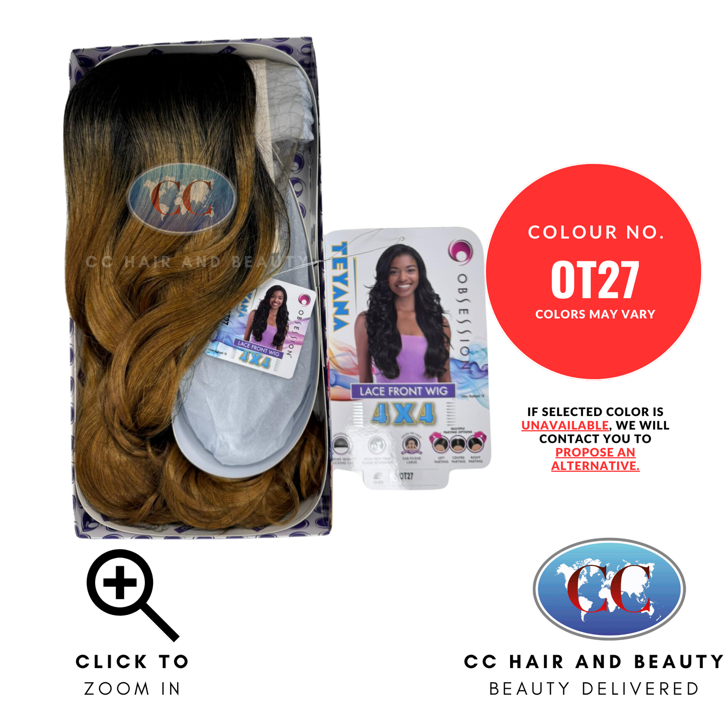 Obsession Synthetic Swiss HD 4x4 Lace Front Free Part Wig - TEYANA colour ot27