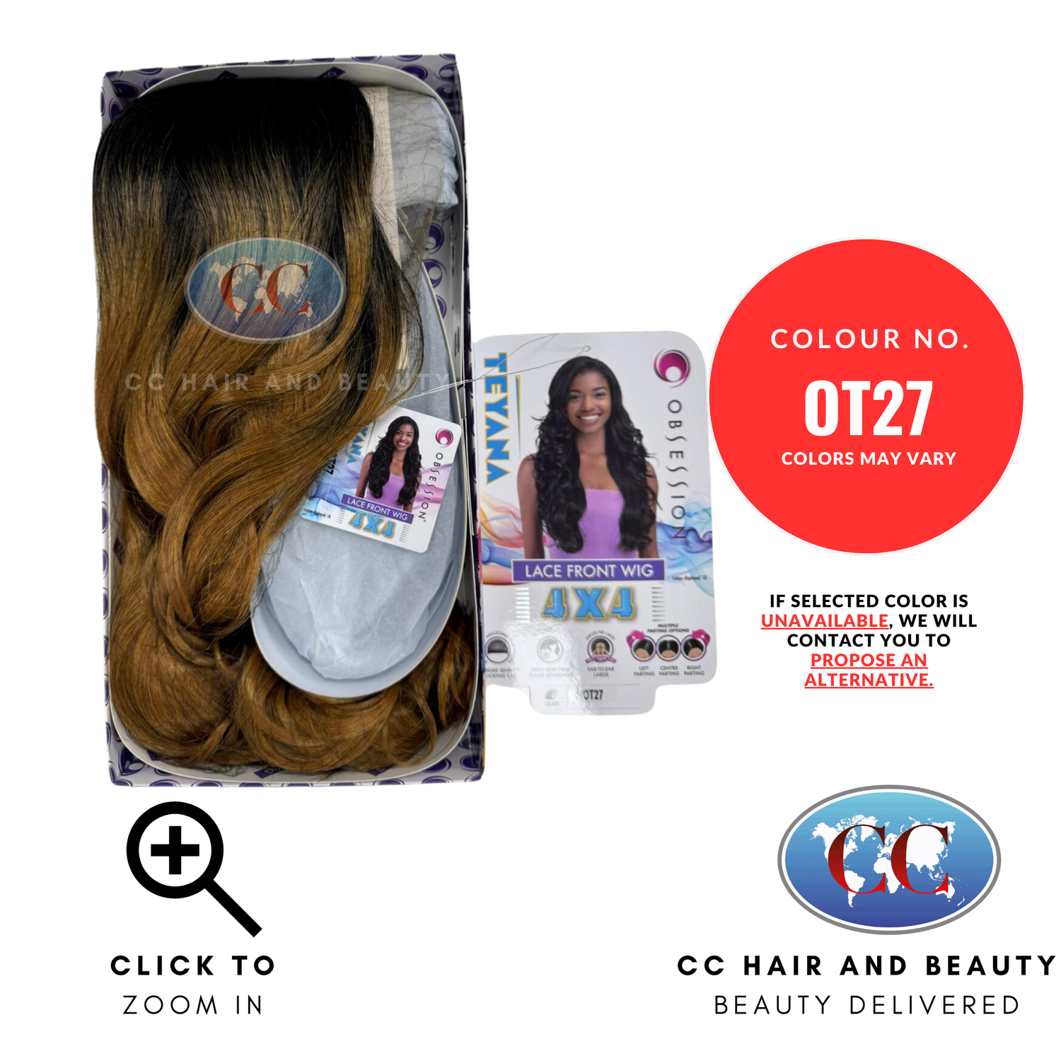 Obsession Synthetic Swiss HD 4x4 Lace Front Free Part Wig - TEYANA colour ot27