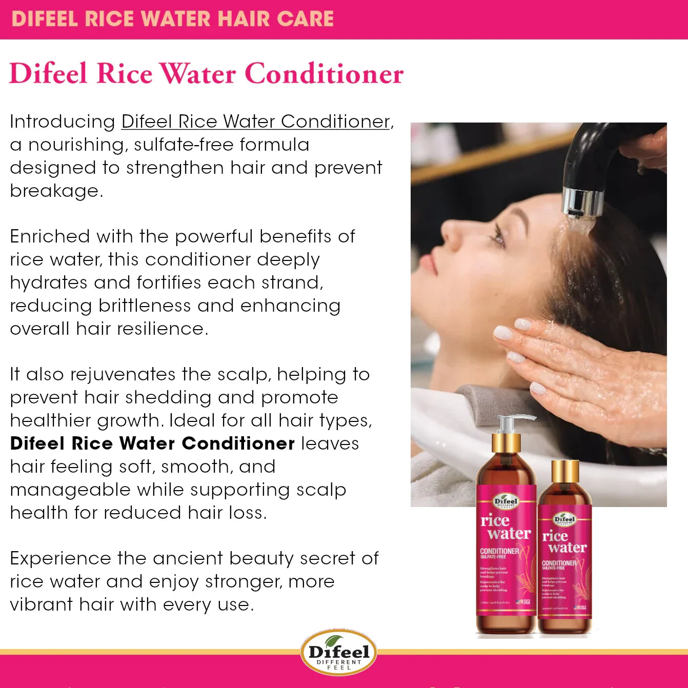 Difeel Rice Water Conditioner 12 oz. - available online | CC Hair & Beauty UK
