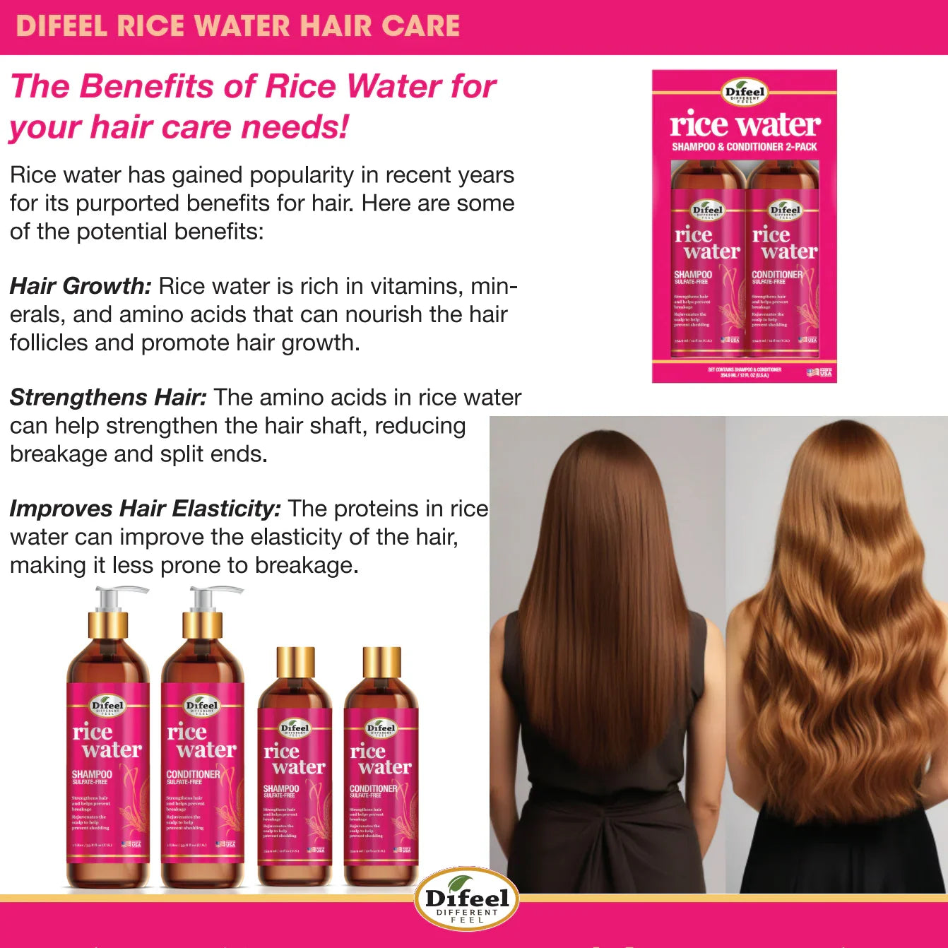 Difeel Rice Water Conditioner 12 oz. - available online | CC Hair & Beauty UK