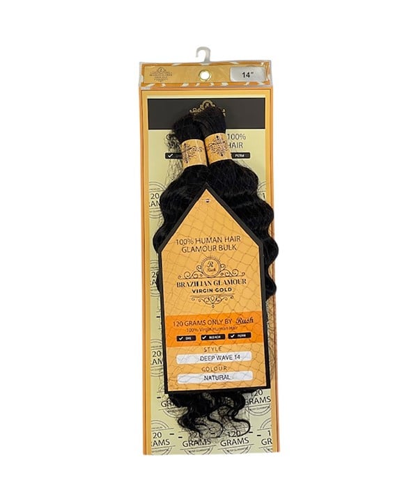 Rush Human Hair Brazilian Glamour Virgin Gold Deep Wave Bulk - Natural Color