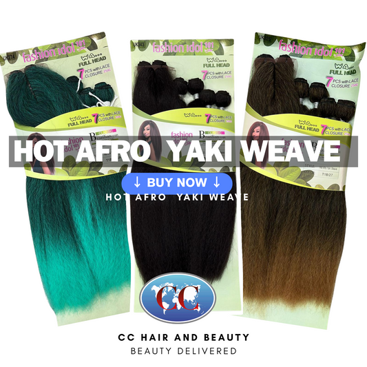 Sleek Fashion Idol Synthetic Weave Hot Afro Yaki Weave 7pcs With Lace Closure 250g