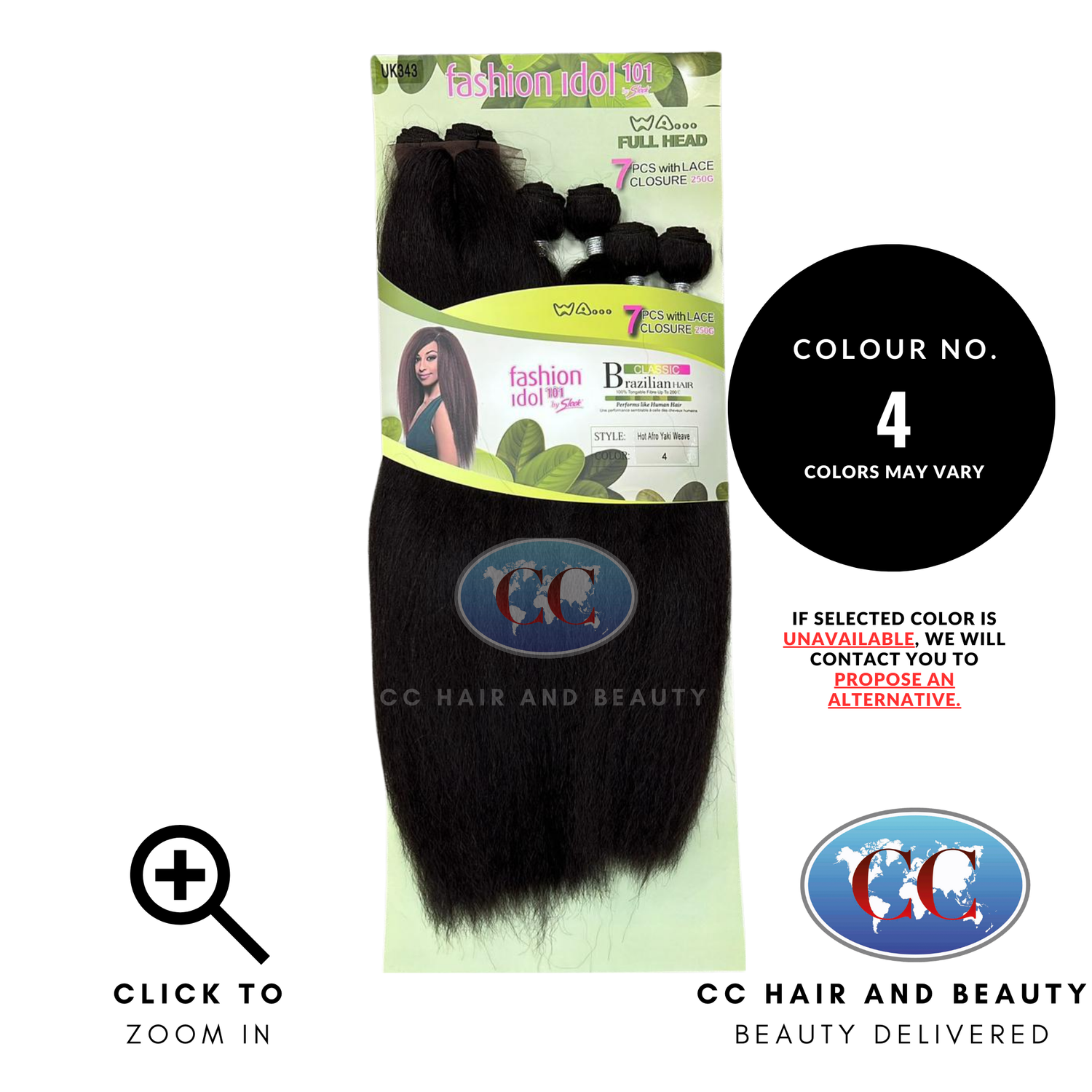 Sleek Fashion Idol Synthetic Weave Hot Afro Yaki Weave 7pcs With Lace Closure 250g-Colour 4