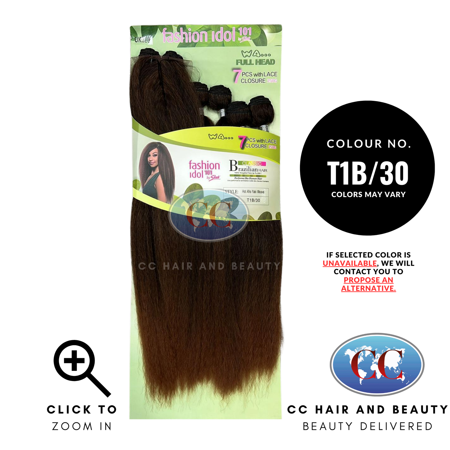 Sleek Fashion Idol Synthetic Weave Hot Afro Yaki Weave 7pcs With Lace Closure 250g-Colour T1B/30