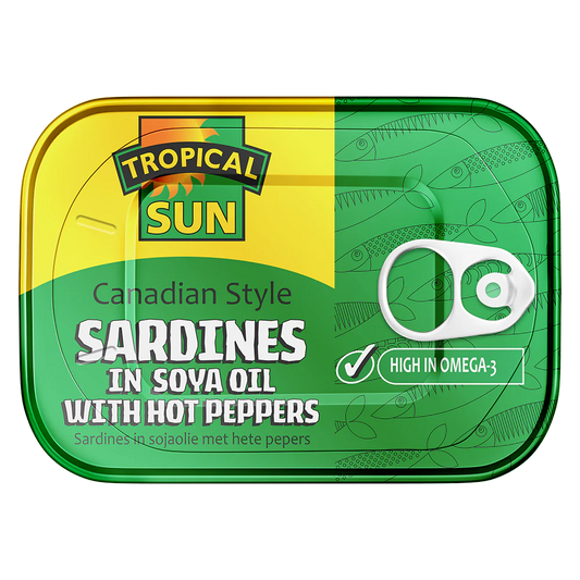 Tropical Sun Canadian Style Sardines in Soya Oil with Hot Peppers 106g