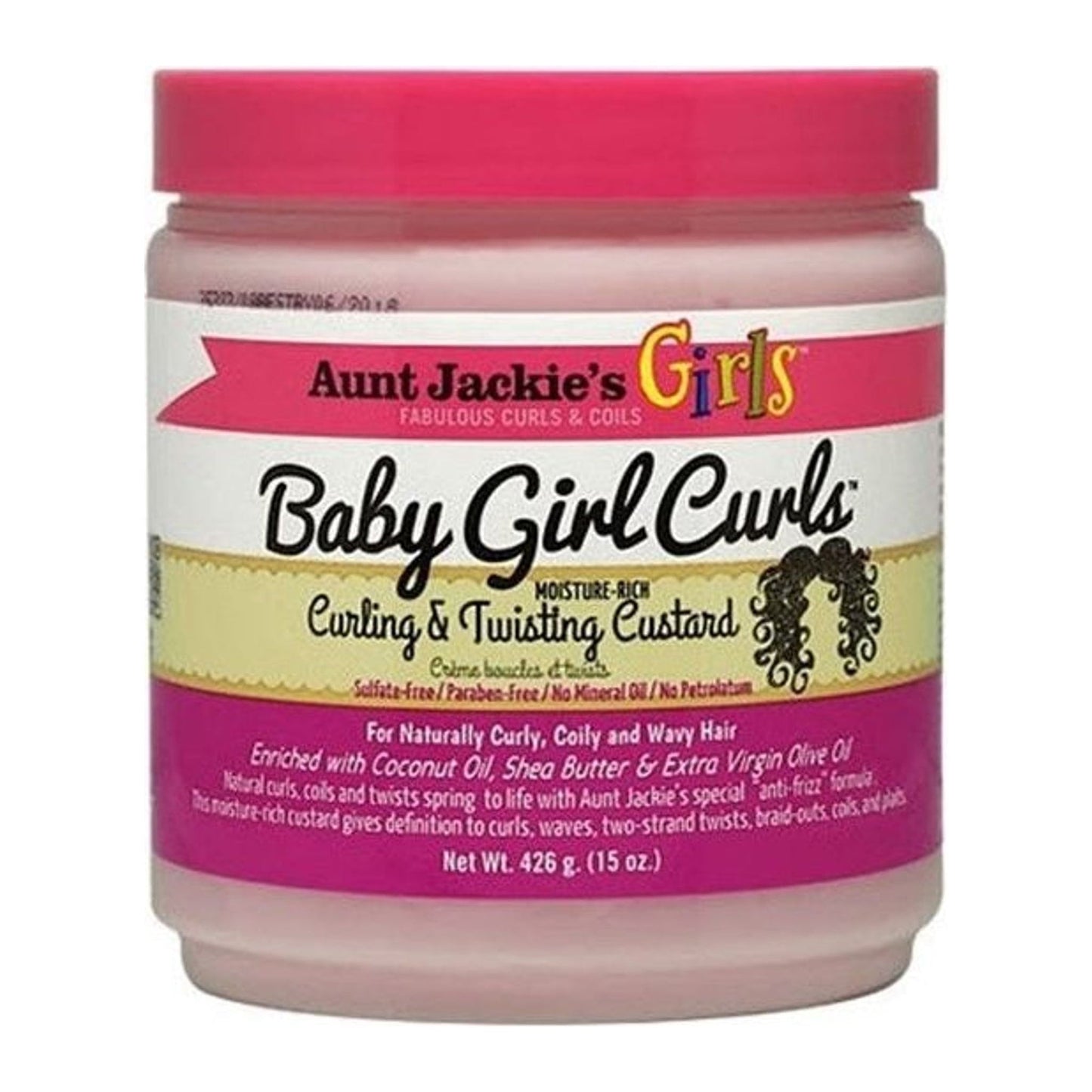 Aunt Jackies Baby Girl Curls Curling and Twisting Custard 15oz jar for baby curls