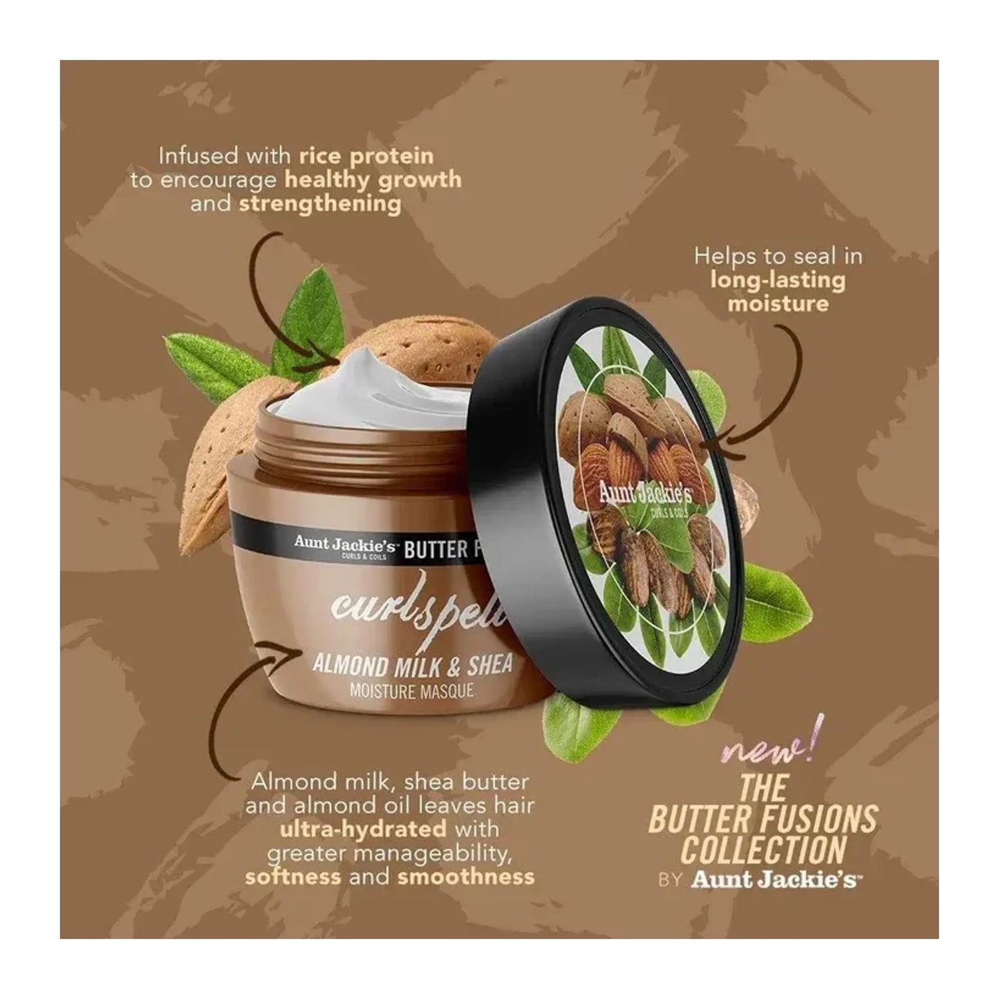 Aunt Jackies Butter Fusions Almond Milk & Shea Moisture Masque 233ml jar