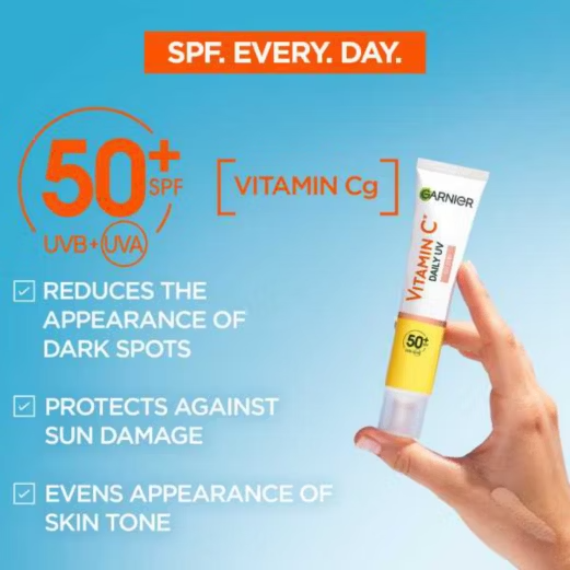 Garnier Skin Active Vitamin C Daily UV Fluid SPF50+ Glow 40ml - available online | CC Hair & Beauty UK