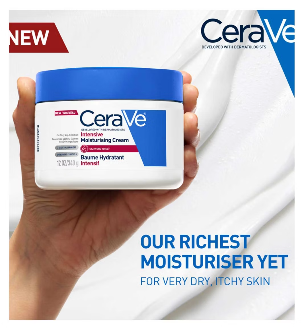CeraVe Intensive Moisturising Cream for Dry To Very Dry Skin 12oz | CC Hair & Beauty UK