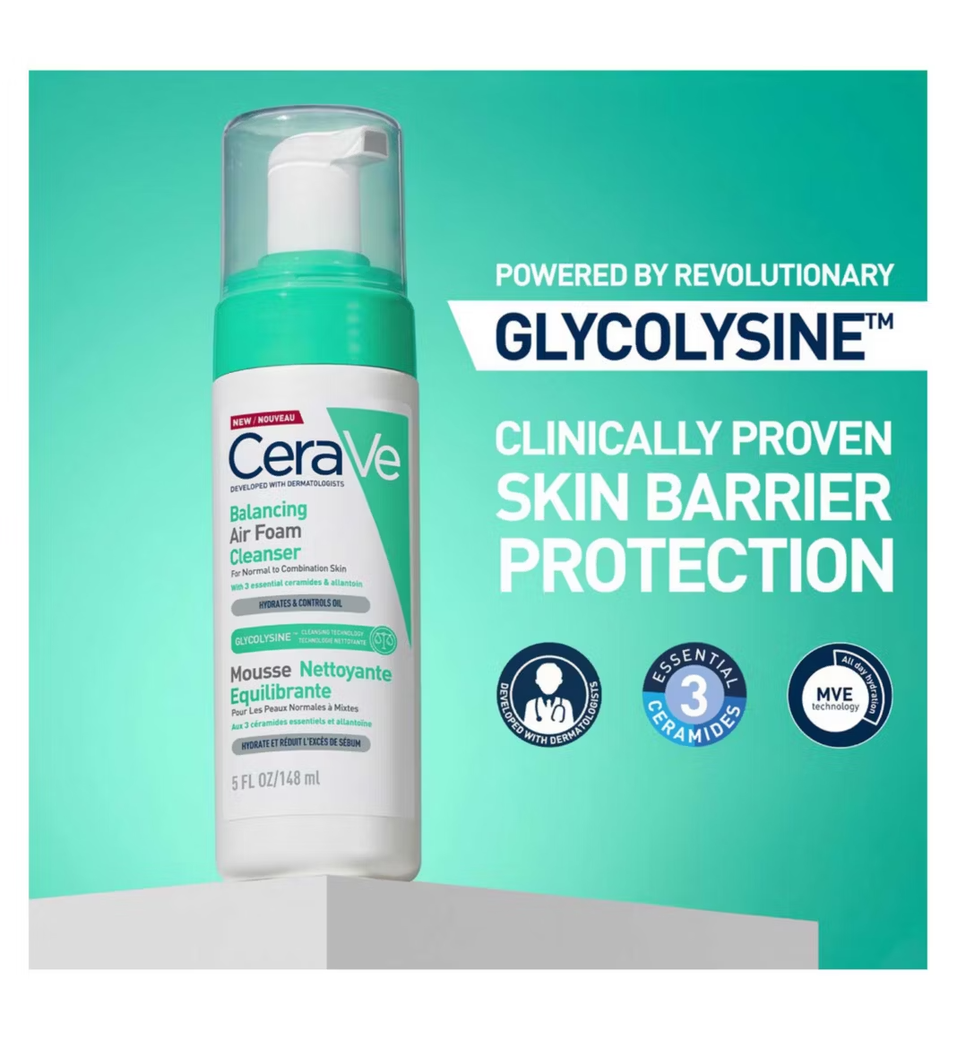 CeraVe Balancing Air Foam Foaming Facial Cleanser for Normal to Combination Skin 148ml | CC Hair & Beauty UK