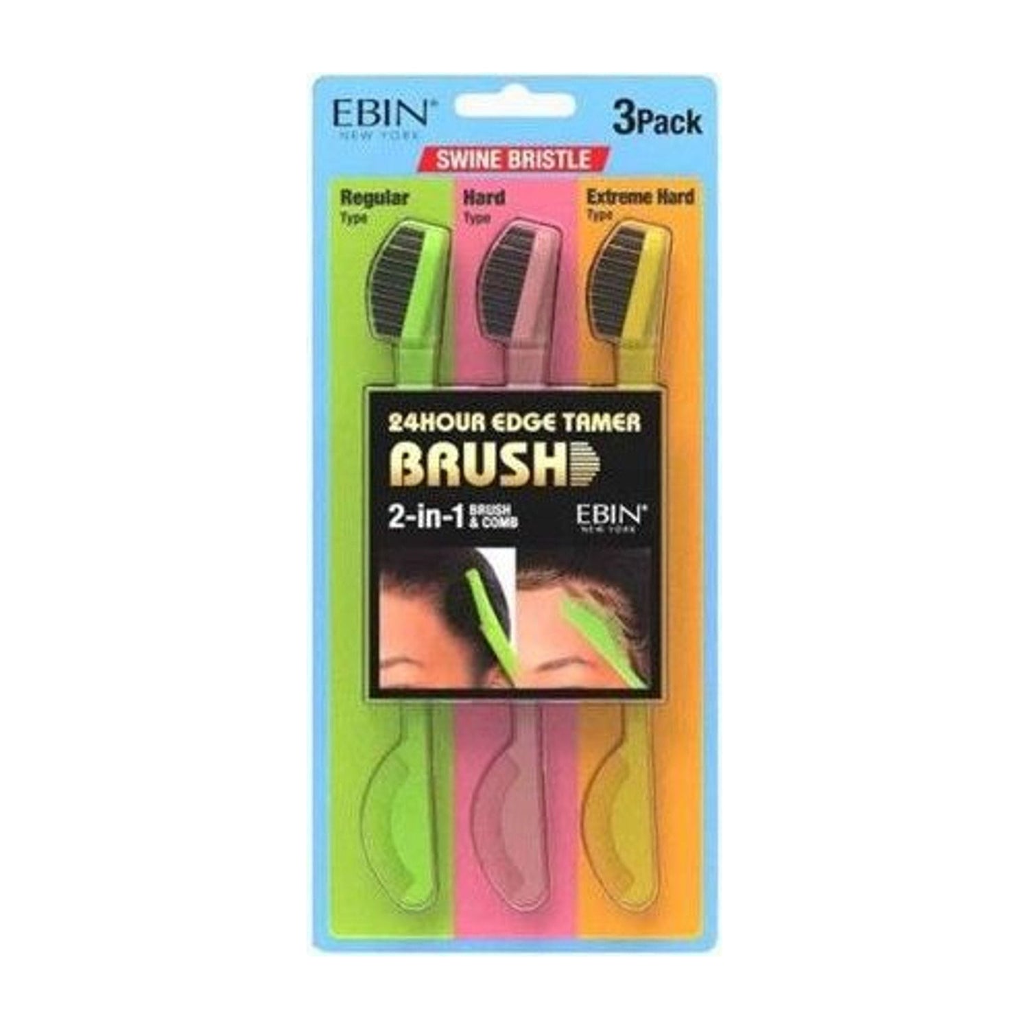 EBIN New York 24 Hour Edge Tamer Swine Bristle 2In1 Brush - product detail | CC Hair & Beauty