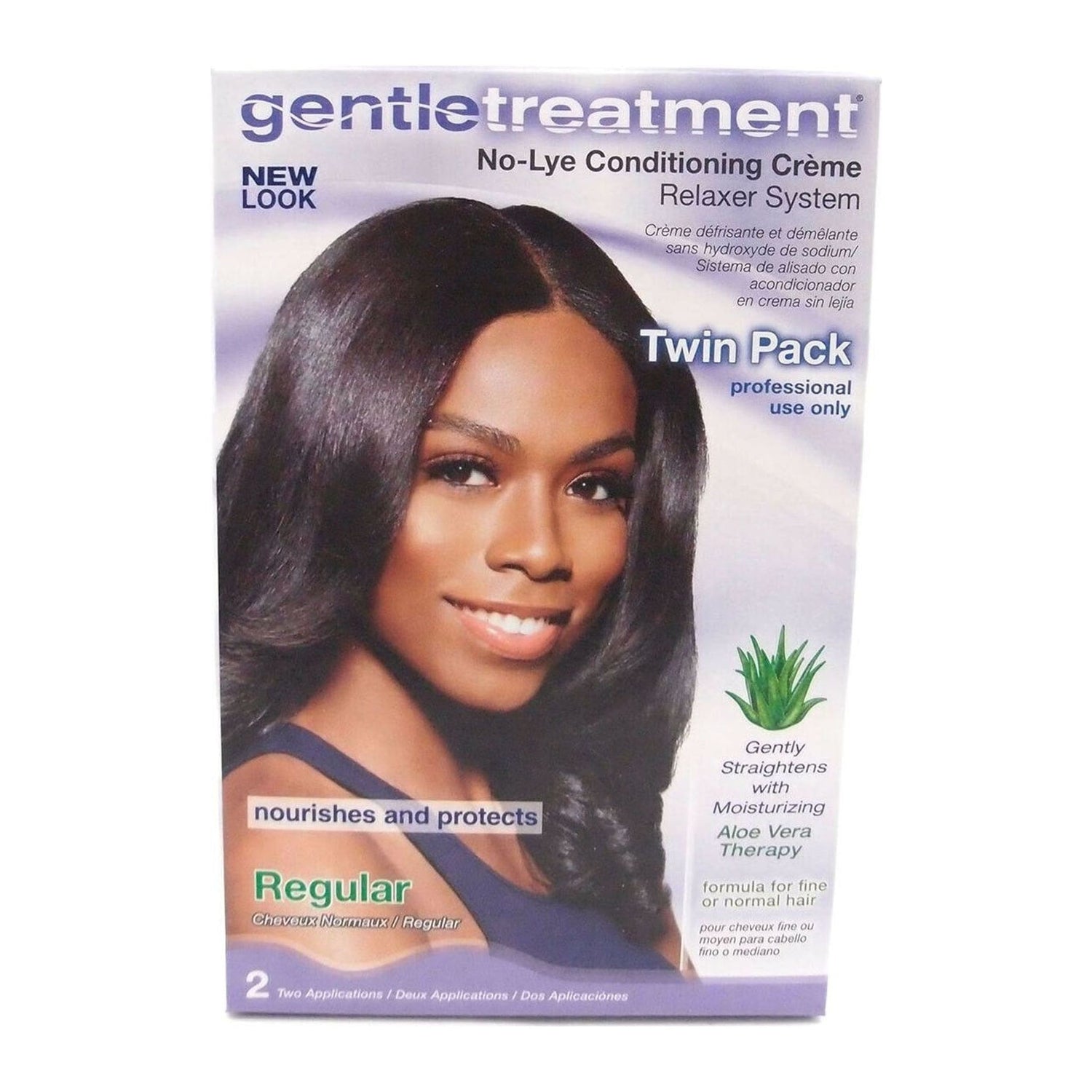 Gentle Treatment No-Lye Conditioning Creme Relaxer Twin Pack box with two relaxer kits