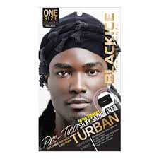 Black ice Pre-Tied Silky Satin Lined Turban with Tassel #BIC303T | Shop at CC Hair & Beauty UK