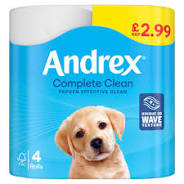 Andrex Complete Clean Toilet Tissues 4 Rolls PMP