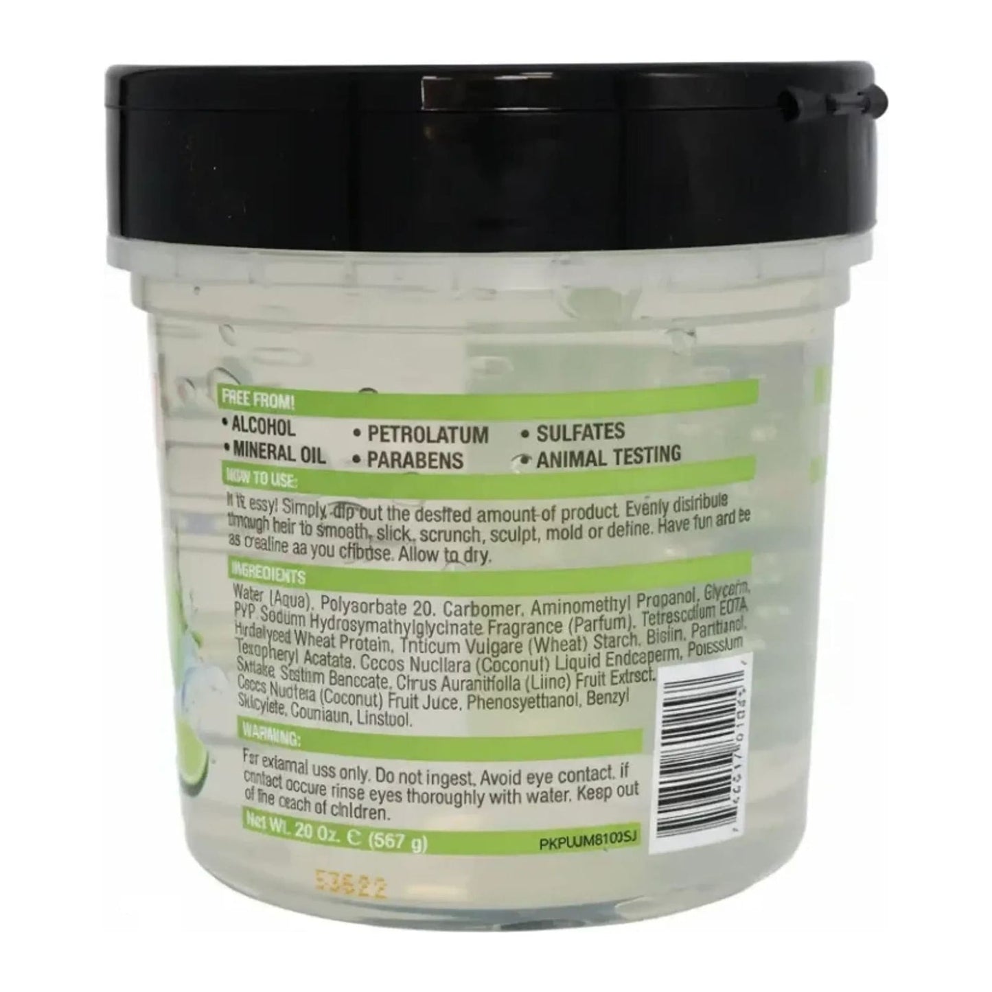 Jamaican Mango & Lime Coconut Water Styling Gel 20oz tub for strong hold and shine