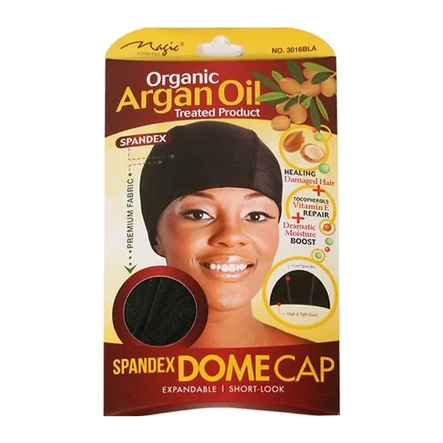 Magic Collection Organic Argan Oil black spandex dome cap No.3016