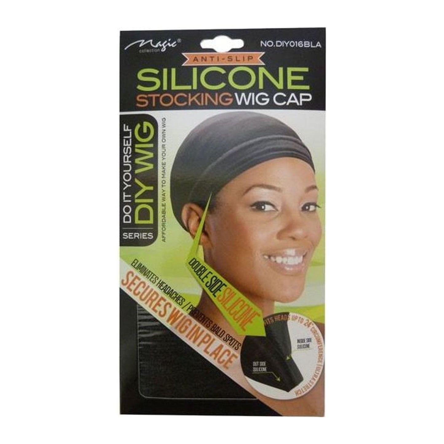Magic Collection black silicone stocking wig cap DIY016BLA for wig wearers