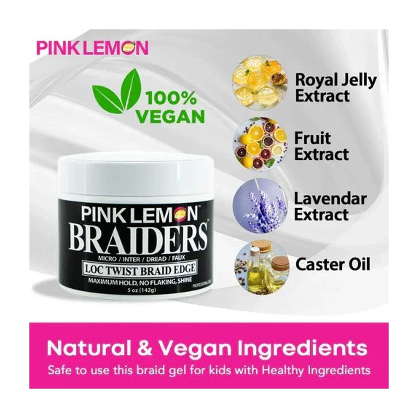 Pink - Lemon Pink Lemon Braiders Loc/Twist/Braid/Edge Gel 5OZ | CC Hair & Beauty Leeds